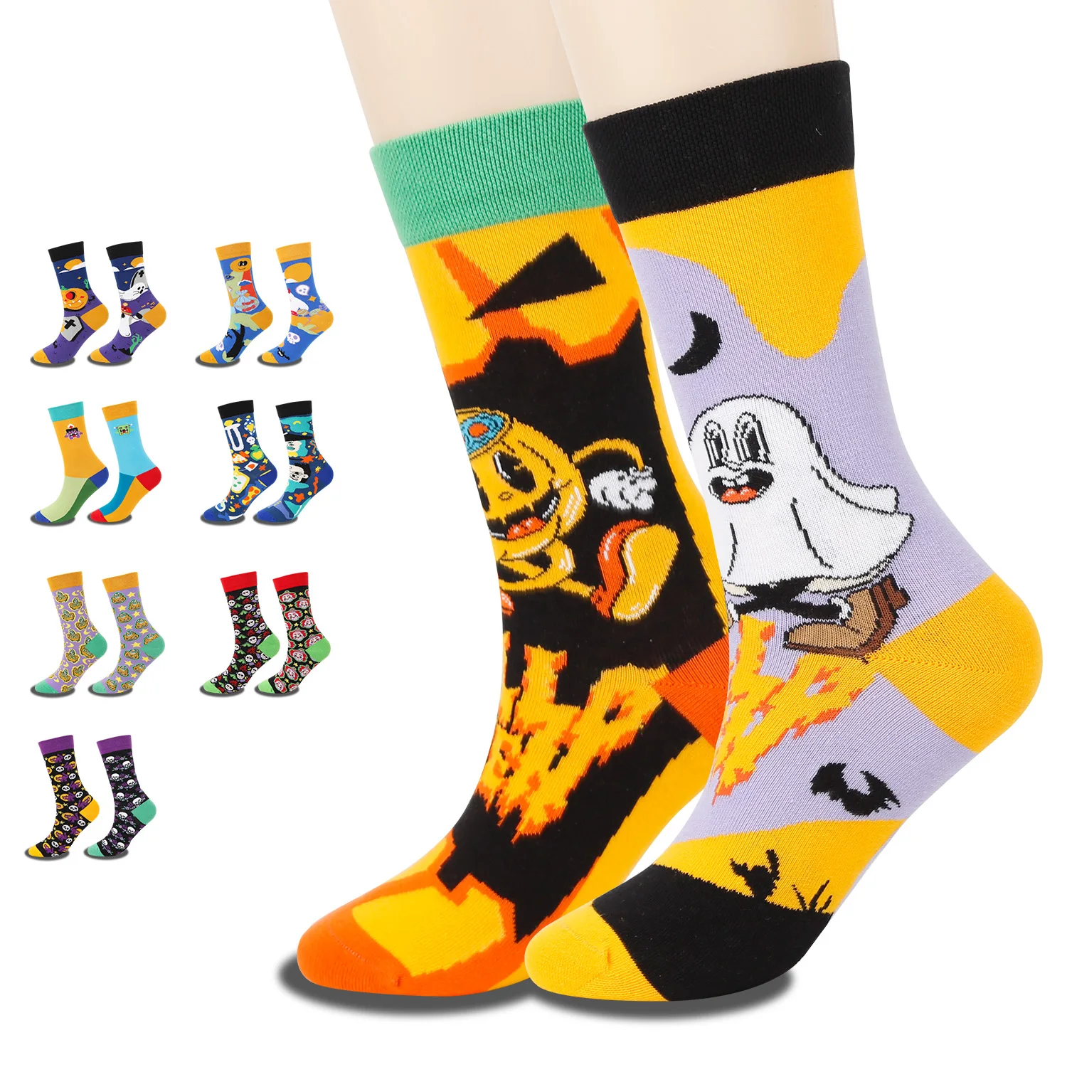 AB socks new asymmetrical socks skeleton Halloween AB cotton socks creative cartoon mid tube cotton socks