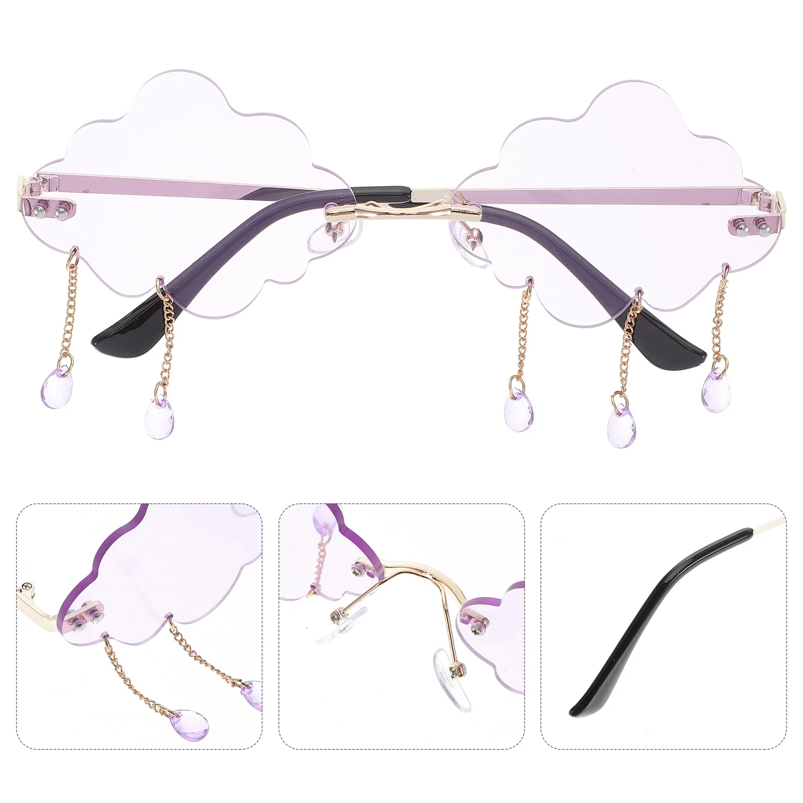 

Stylish Cloud Shaped Sunglasses Cool Tassel Eyewear Funny Party Favors Halloween Cosplay Beach Disco Premium Unbreakable Rimless