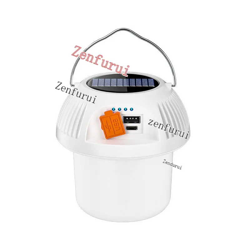 New Solar LED Outdoor Light Camping Portable Tent Light USB Charging Atmosphere Mushroom Lamp Camping Lantern