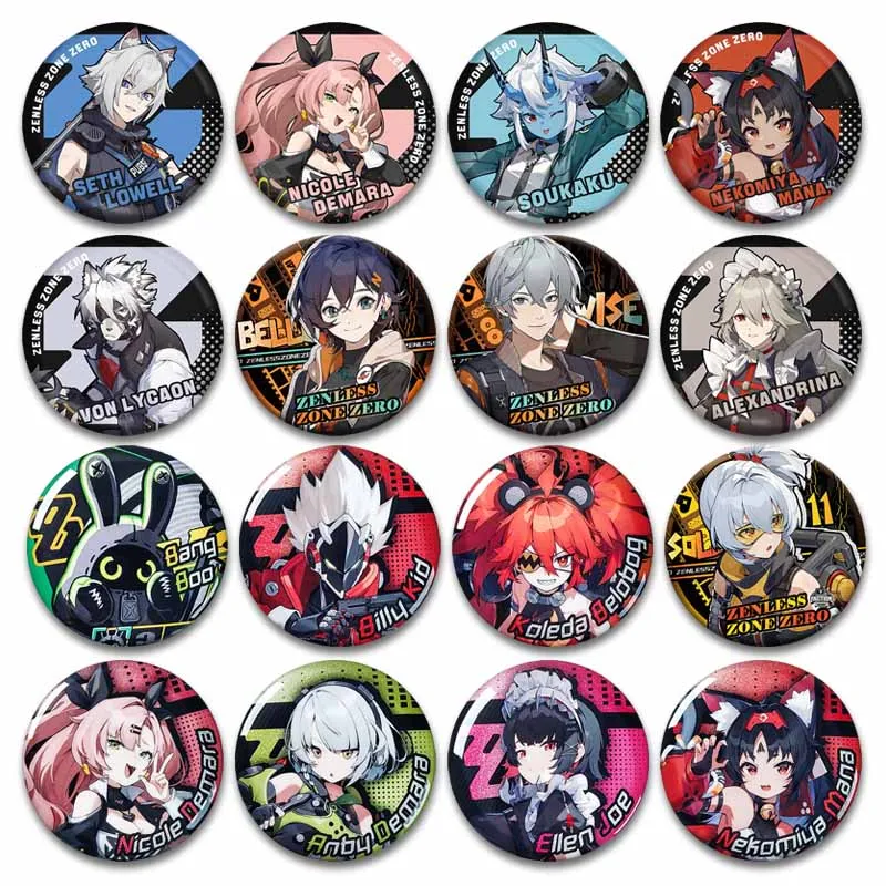 Game Zenless Zone Zero Soft Button Pins Ellen Joe Jane Doe Qing Yi Seth Zhu Yuan Cute Cartoon Badge Round Jewelry Brooch Gift