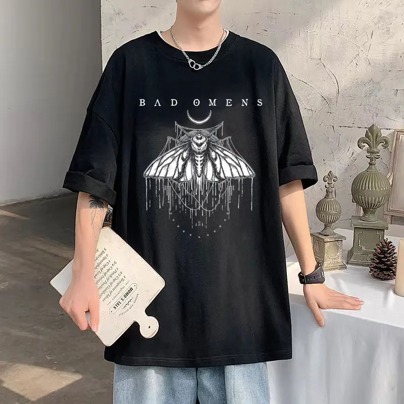 Bad Omens Band Graphic T Shirt Men Women Vintage Oversized Round Neck T-shirts Man Rock Punk Gothic Streetwear Male Loose Tees