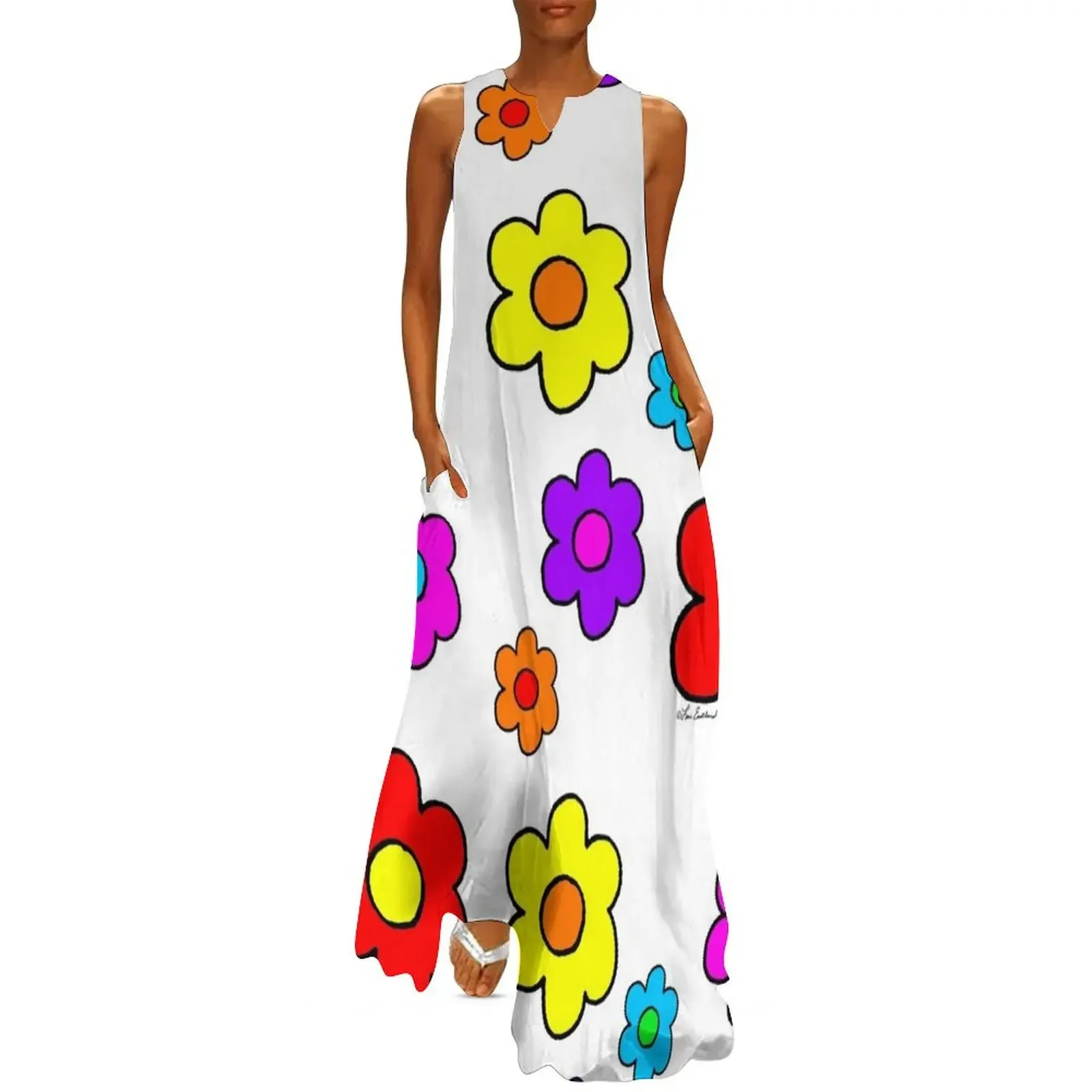 

Pop Flower White Long Dress Summer dresses for women Evening dresses clothes for women Dress