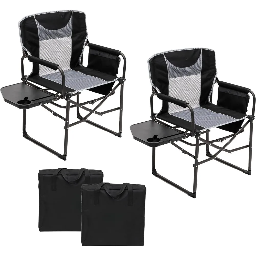 

Heavy Duty,Oversized Portable Folding Chair with Side Table, Pocket for Beach, Concert Outdoor Foldable Camp Chairs