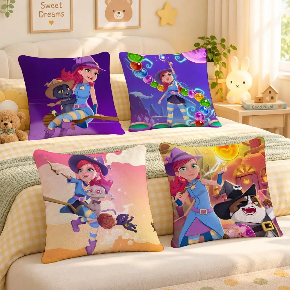 Game Bubble Witch Saga Magic Cushion Cover Personalized Soft Plush Pillow Living Room Home Sofa Bedroom Office Car Cushion