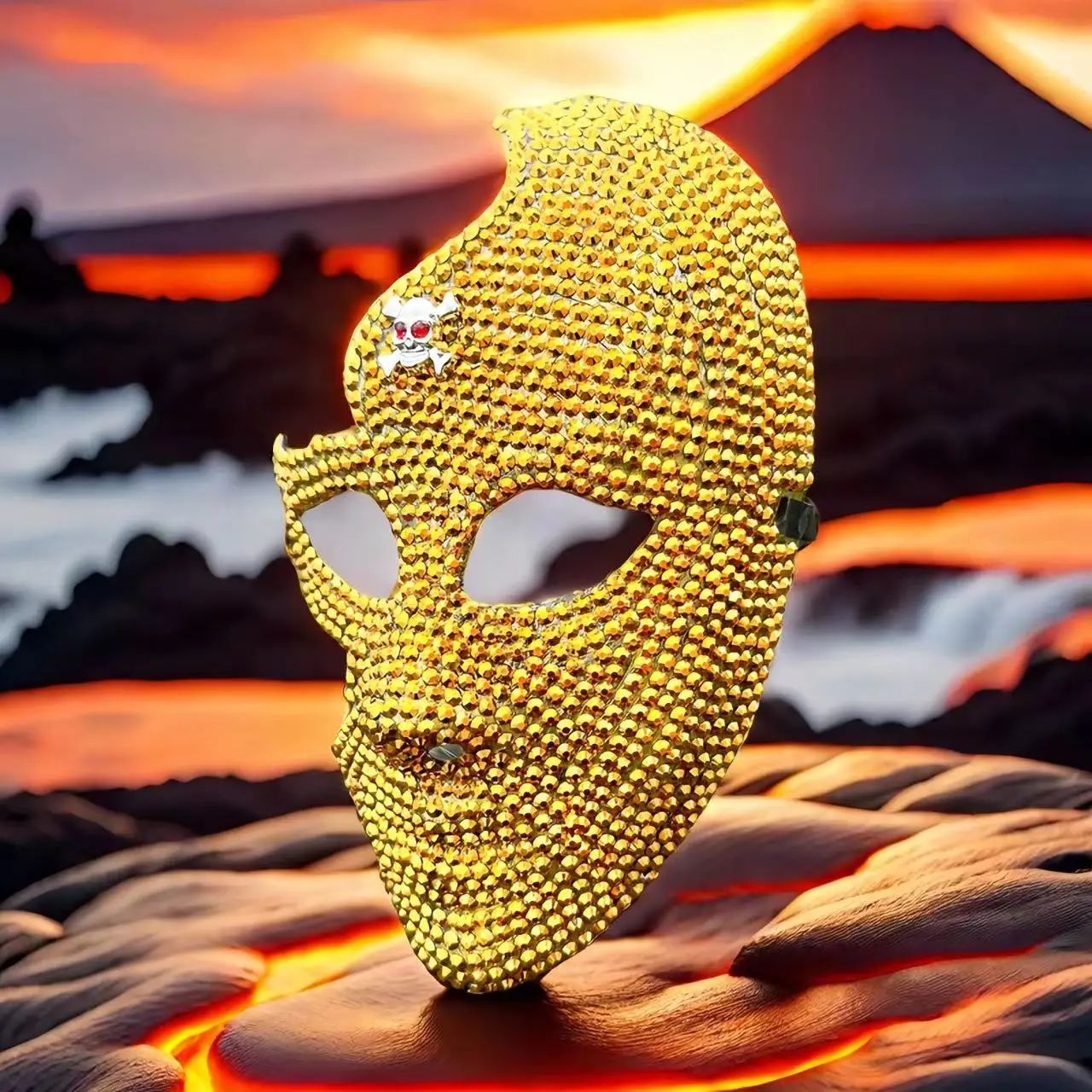 Burning Man Glitter Skull Face Mask, Full Face Cosplay, Burningman Festival Prop, Gold and Silver, Dancing Party