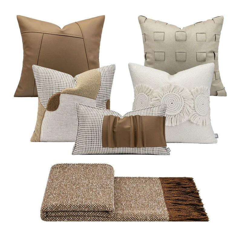 High-end hotel villa model room sofa throw pillow combination with living room backrest cover bed