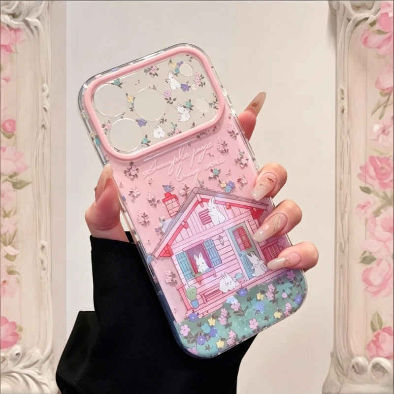 Adorable Springtime Villa Garden Rabbit Phone Case For iPhone 16 17 Pro 15 14 13 12 11 Pro Max New Lens Protection Design Cover - view 6