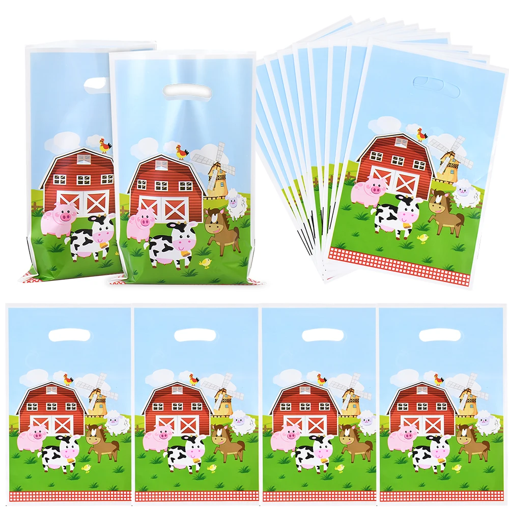 5/10/30pcs Farm Animals Gift Bags Birthday Party Goodie Treat Bags Farm Cow Barnyard Animals Snack Candy Bag For Packing Decor