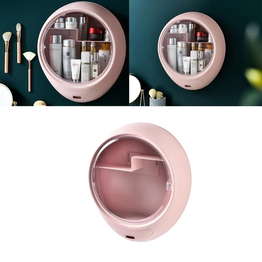 Wall Mounted Makeup Cosmetic Storage Box Cabinets Organizer NO DRILLING