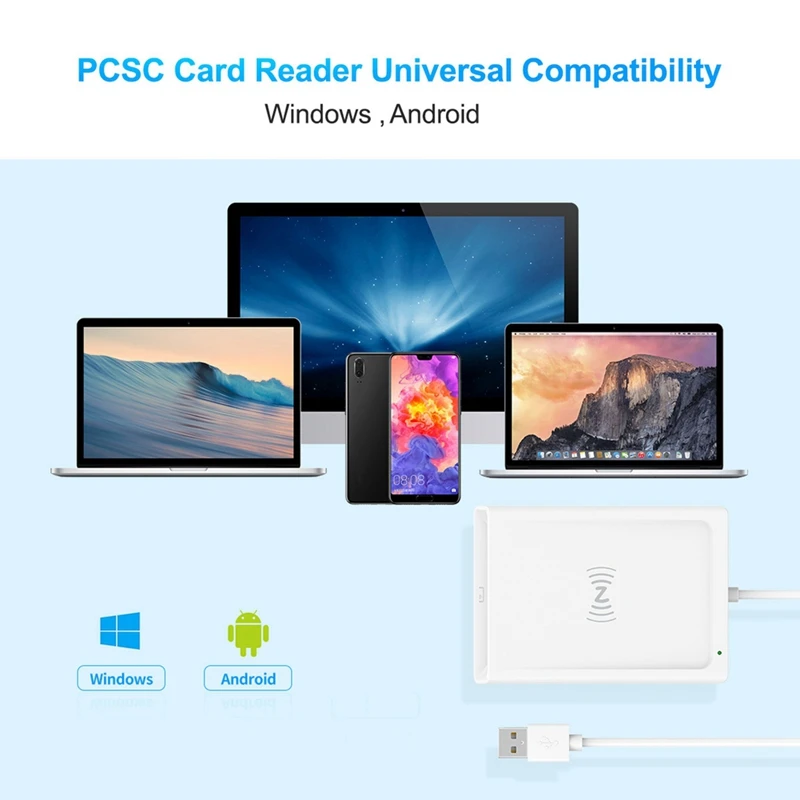 Contact + NFC 2-In-1 Smart Card Reader PC-Linked Dual-Interface Smart Card Reader/Writer Contact PCSC Smart Card Reader