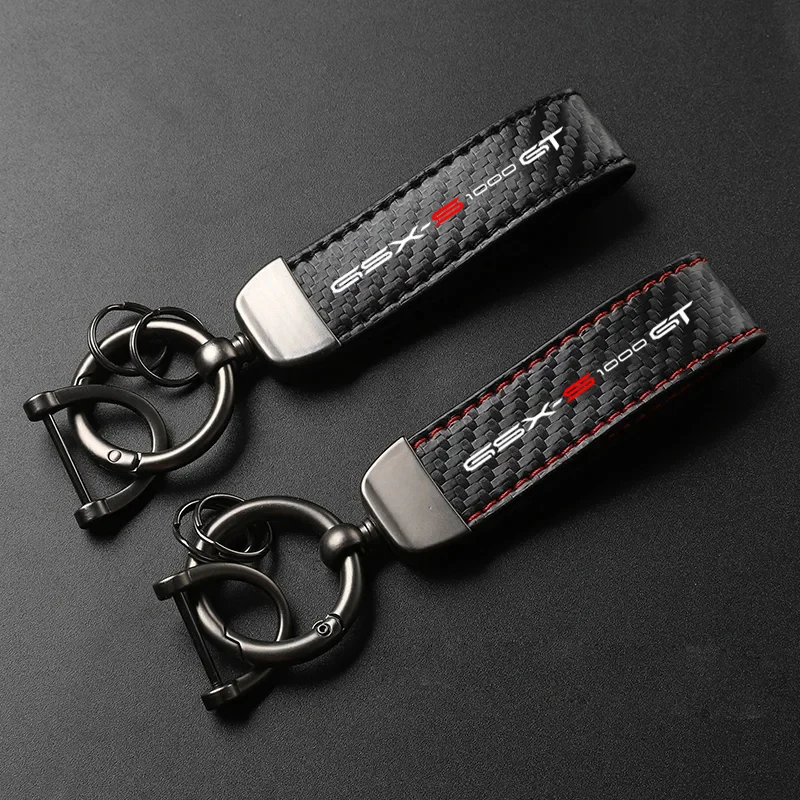 1PCS Motorcycle PU Leather Carbon Fiber Pattern Keychain Accessories For GSX-S750 GSXS750 GSX-S 750 GSX S750 Accessories