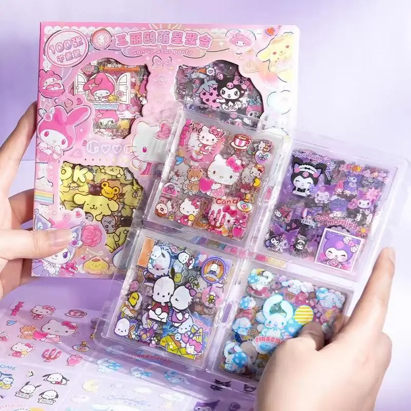 Sanrio Kuromi Cinnamoroll Cartoon Stickers Decorative Stationery Stickers Creative Peripheral Children and Student Festival Gift