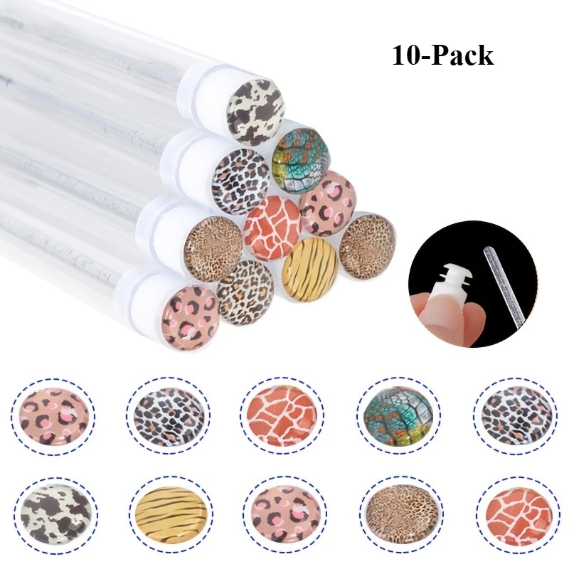10pcs Leopard print cat-eye  mascara brush ,Mascara Tube Brush Set with Protective Case Makeup Brushes, Eyebrow Brush, Random