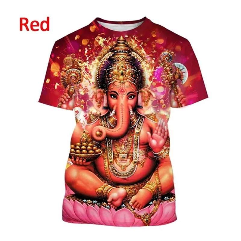 Newest Hot Sale Indian Myth Ganesha 3D Printed T-shirt Men\'s Summer O-neck T Shirt Casual Hindu Elephant Print Short Sleeve Tops