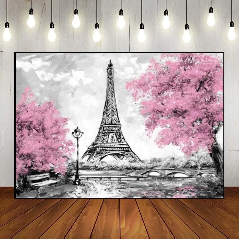 Paris Eiffel Tower Theme Big Ben Background Photography Backdrops Party Backdrop Birthday Decoration Baby Shower Photo Wall