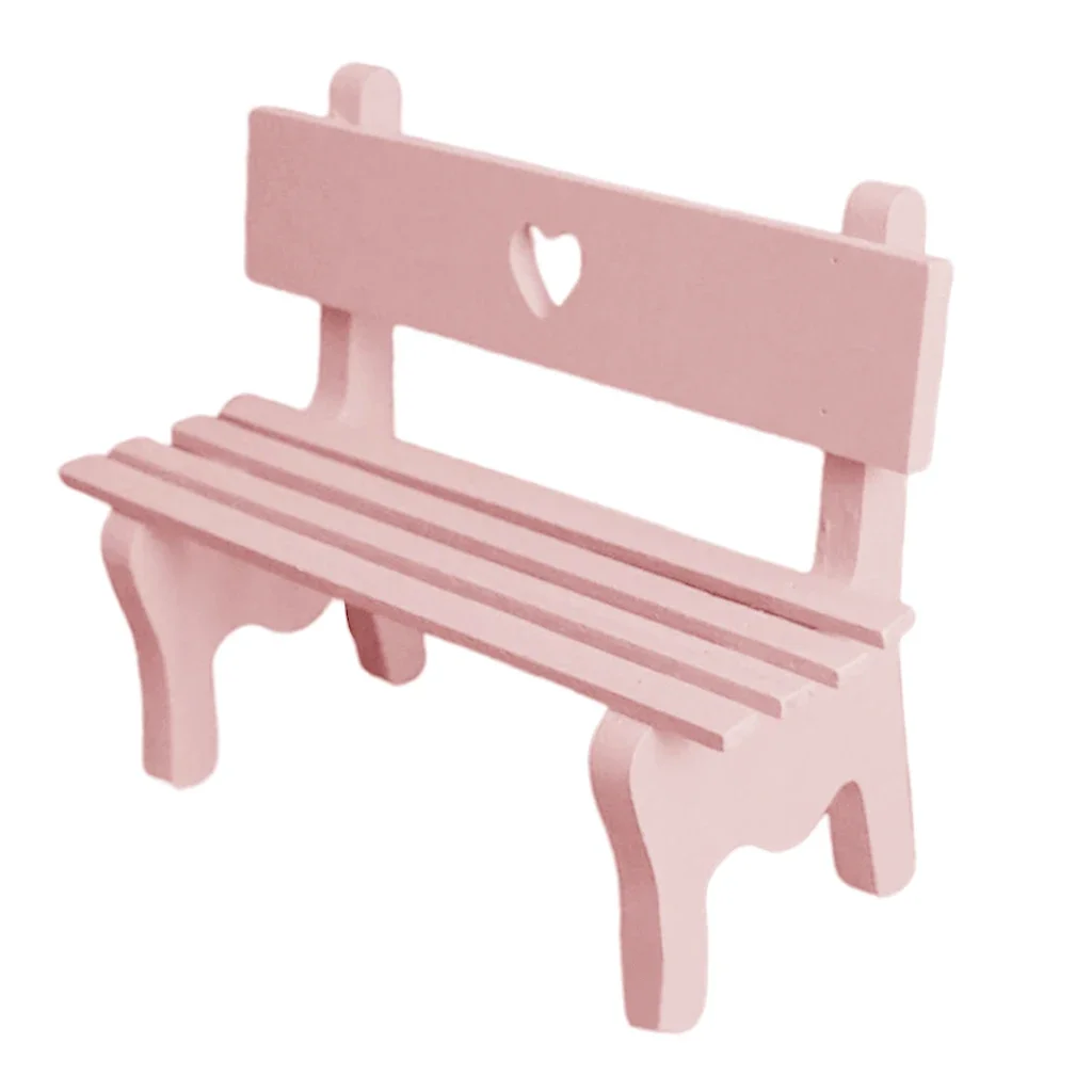 1pcs Creative Doll House Furniture Decor Toy Mini Bench for Home Decoration Solid Color Small Bench Garden Park Small Ornaments