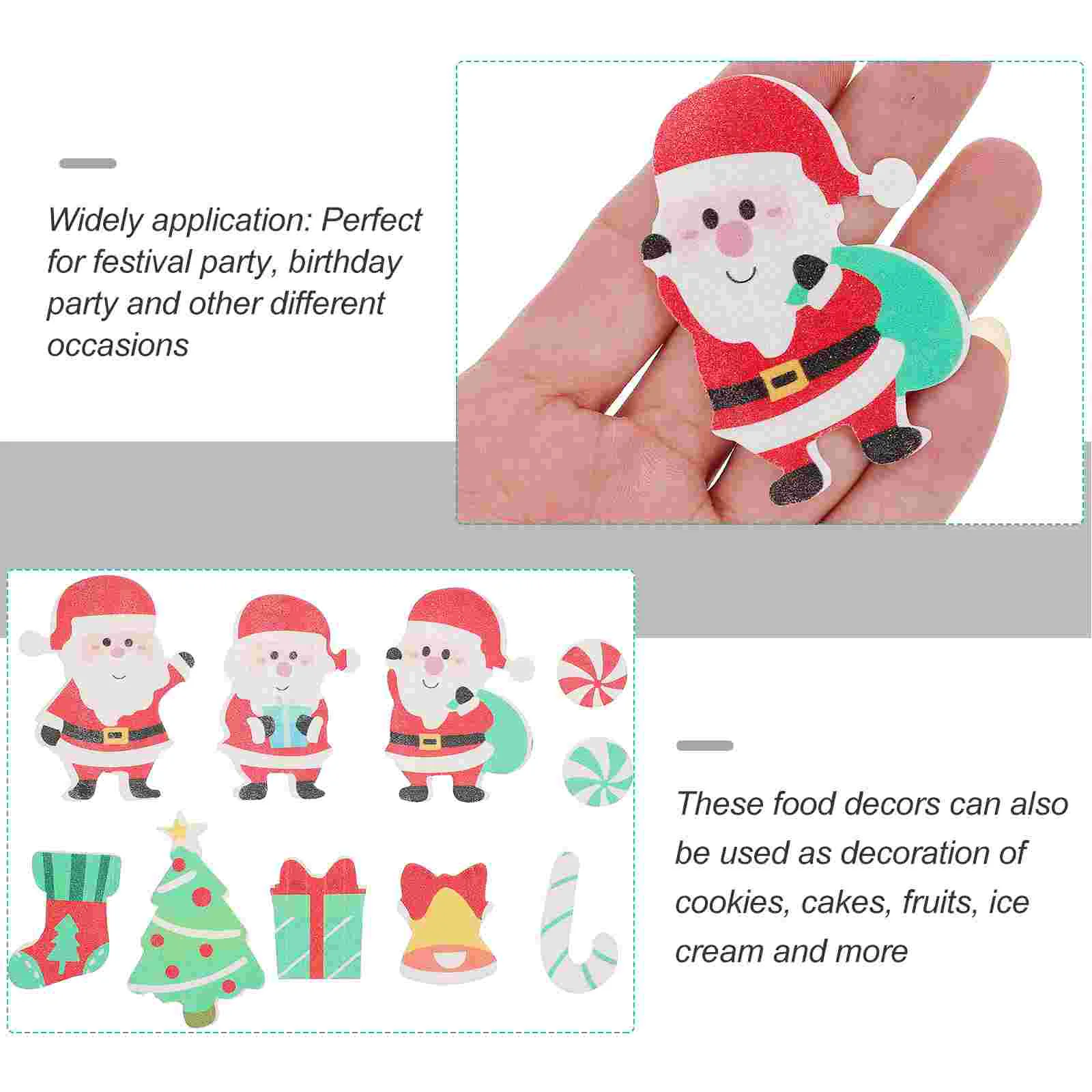 100 Pcs Paper Cake Baking Decors Xmas Style Adornment DIY Ornaments Sticky Decorating Tools Cartoon Items