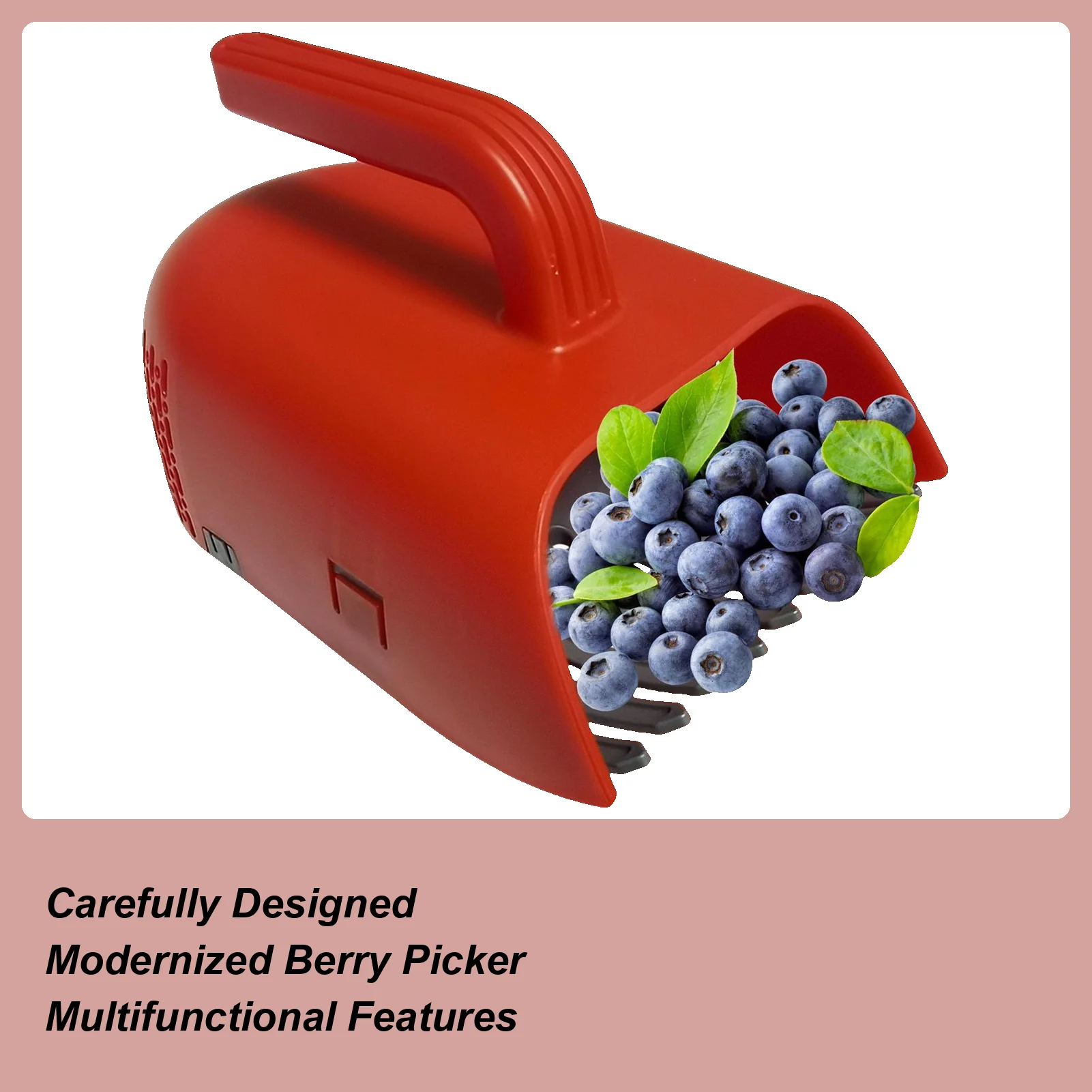 Recogedor de bayas, recolector de cerezas con mango ergonómico y peine, rastrillo de arándanos, cuchara para recoger hojas, plantar árboles de césped