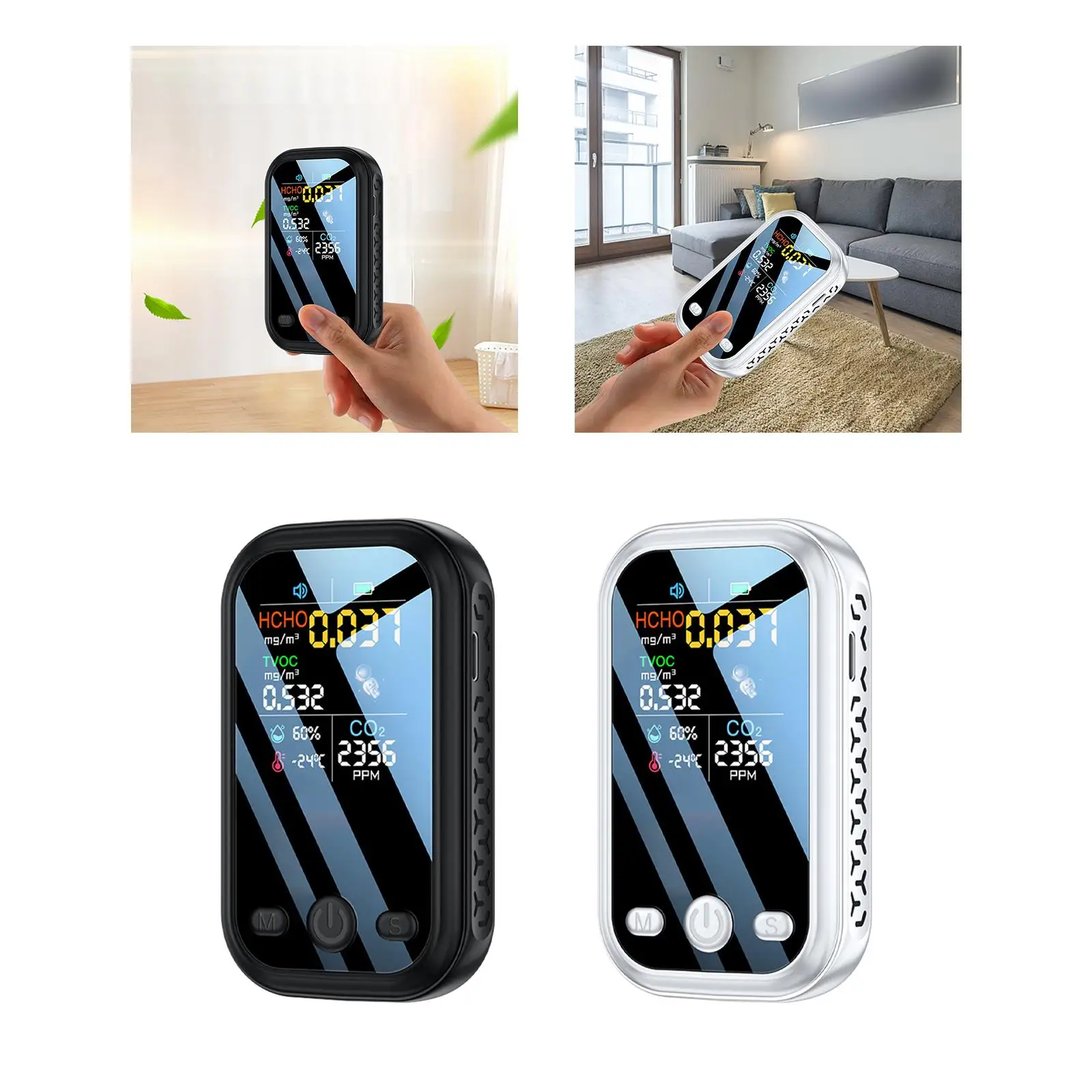 Carbon Dioxide Monitor LCD Display for Bathroom Indoor Living Room