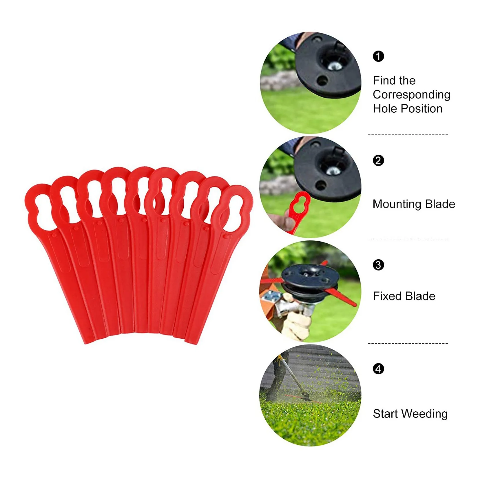 ABKO-80 Pcs 8.3CM Plastic Grass Trimmer Blade Replacement Blades Lawn Mower Blades for Bosch Einhell Lawn Mower