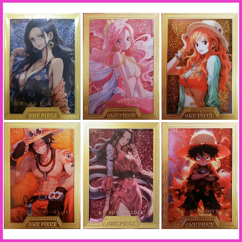 Anime ONE PIECE Rare SL Quicksand Refraction Foil Hancock Nami Shirahoshi Robin Toys for boys Collectible Cards Birthday Present