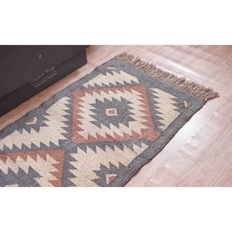 Natural Handwoven Wool Jute Rug Vintage Kilim Rug Traditional Kilim Rugs