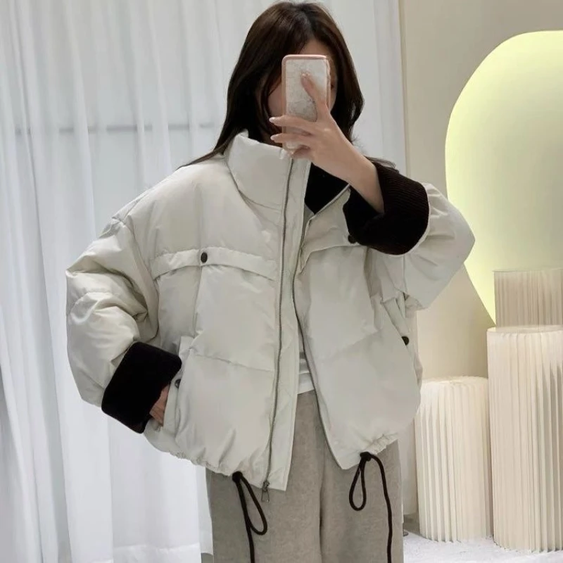 

Красивая удобная короткая пуховая одежда на хлопковой подкладке для женщин, зимняя новая утолщенная свободная теплая маленькая куртка на хлопковой подкладке