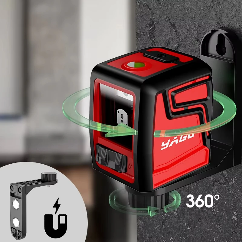

YAGU 2 Lines Laser Level,With Rechargeable Lithium Batteries,High Precision Horizontal Vertical Cross,Automatic Leveling Laser