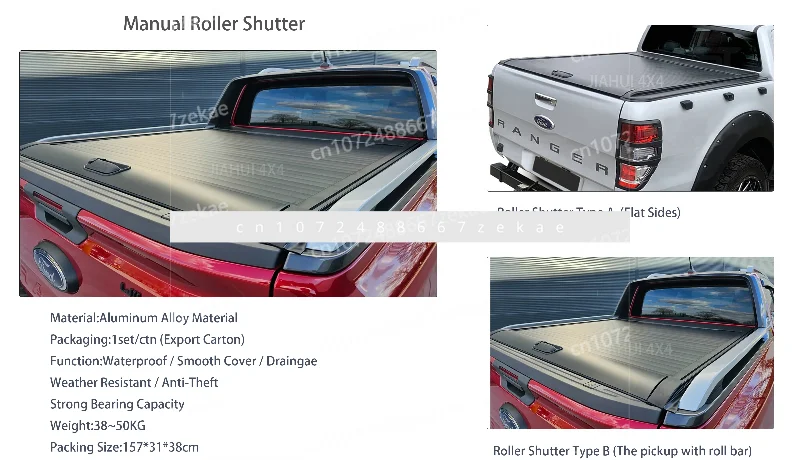 2015-2023 Double Cabs Tonneau Cover Waterproof Outdoor Manual Roller Shutter