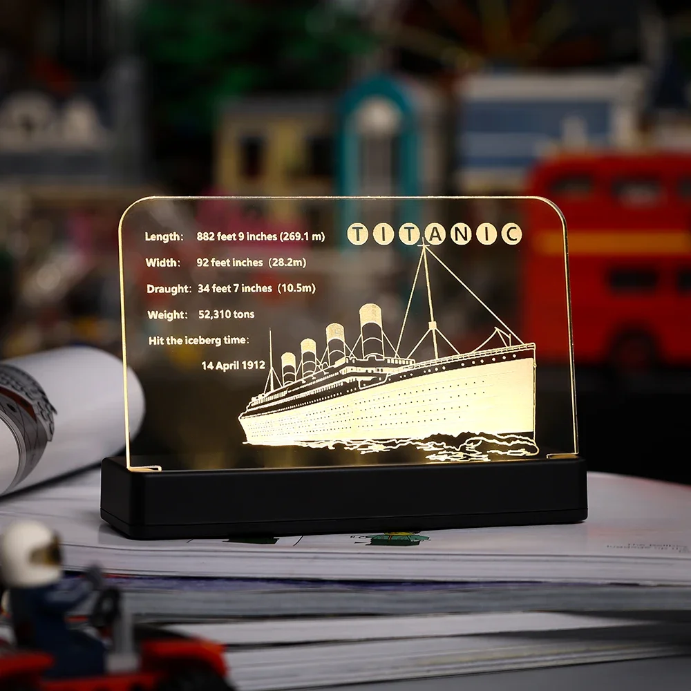

Светодиодная акриловая доска для дисплея, табличка с именем для LEGO Titanic 10294, строительные блоки, набор кирпичей, игрушки