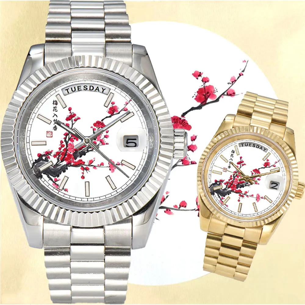 Creative Men's 36mm/39mm/40mm Miyota 8285 Double Calendar Blue luminous automatic Mechanical watch 8285