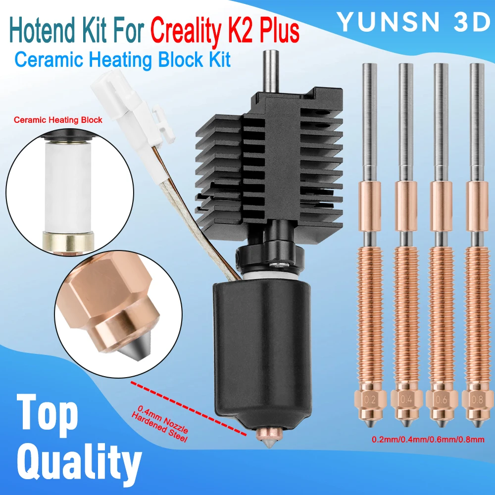 

Hotend для Creality K2 Plus, керамический нагревательный блок, сменный комплект Hot End для K2 Plus, запасные части для 3D-принтера, насадка с быстрой заменой