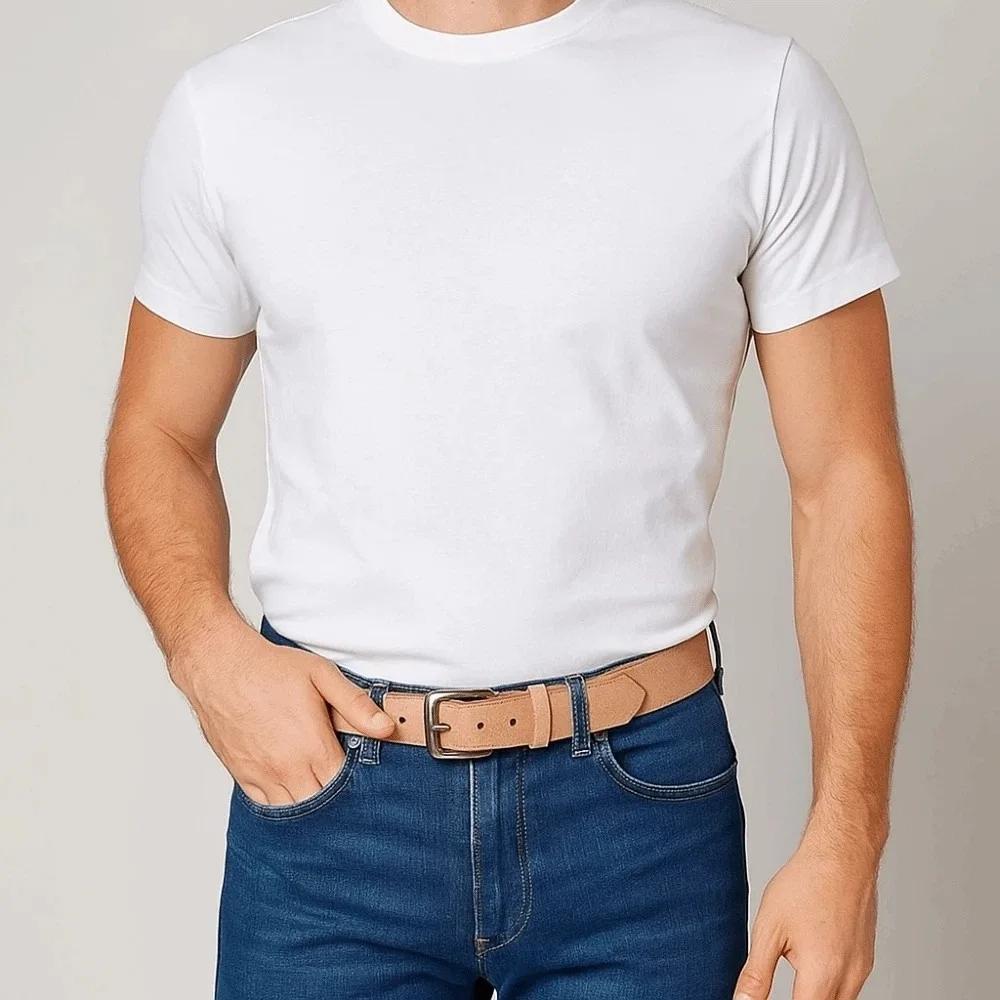 

Classic Alloy Men Wide Belt Natural Cowhide Color Long Genuine Leather Belt Retro Durable Jeans Waistband Waist Seal