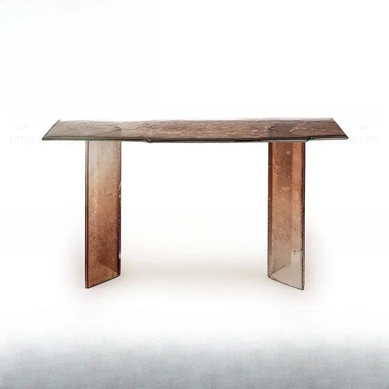 Glass art entrance table living room villa hotel light luxury integrated wall long table