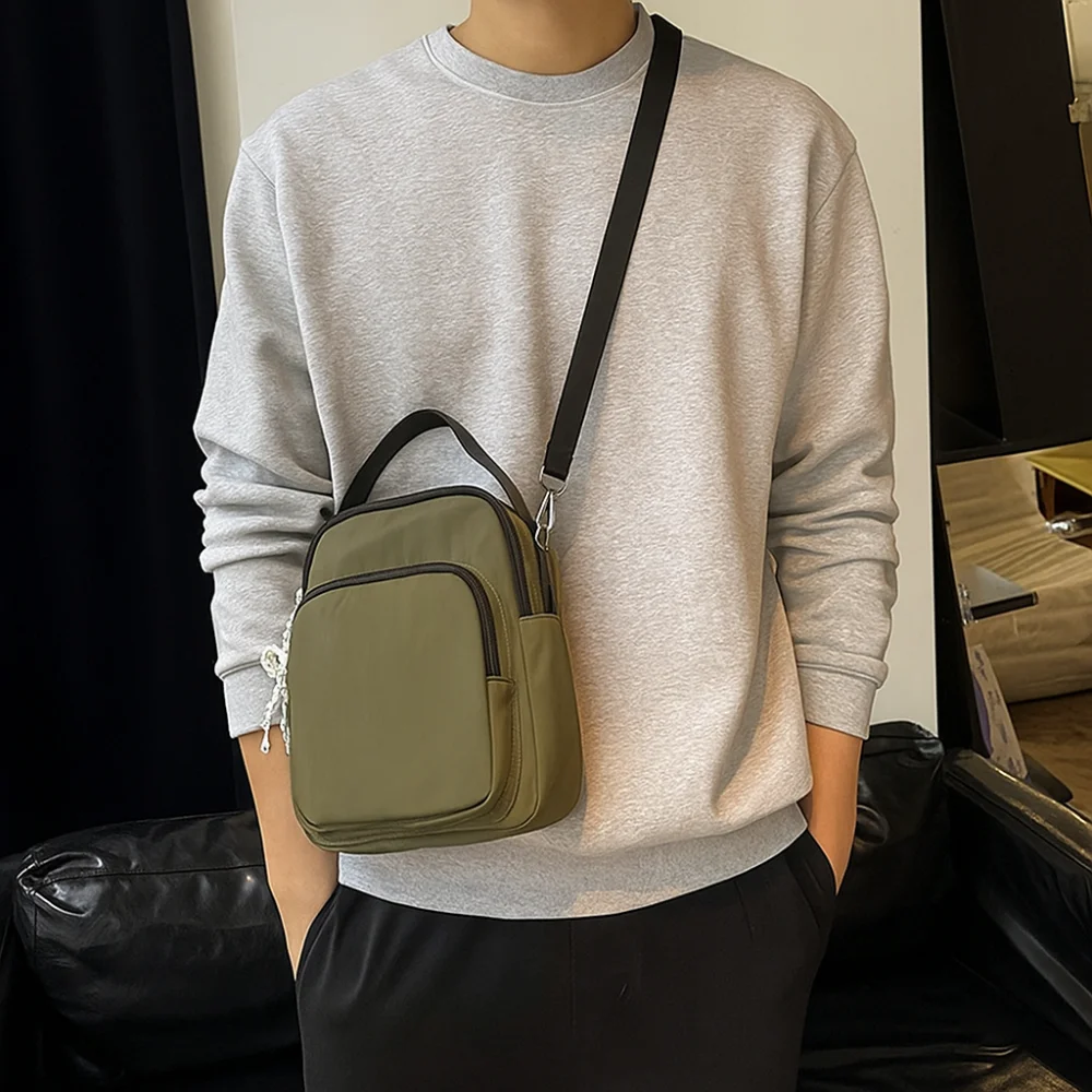 

Casual Nylon Crossbody Bag Large Capacity Adjustable Strap Mini Square Shoulder Bag Waterproof Korean Style Mobile Phone Pouch