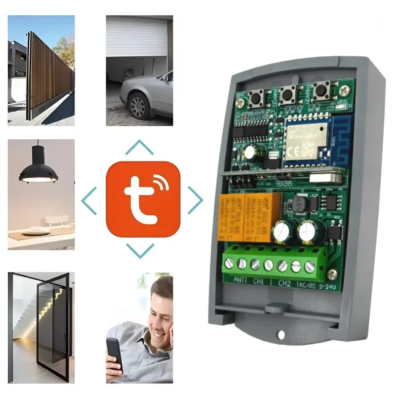 Tuya wifl receptor abridor de porta de garagem interruptor inteligente dc12v 24v 433.92mhz código fixo e interruptor transmissor de código de rolamento