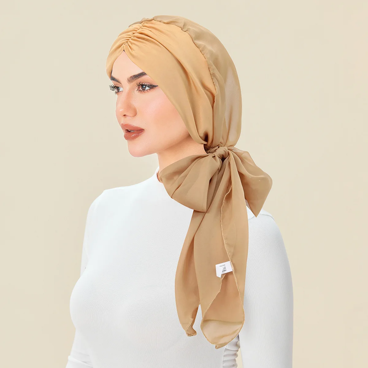 Vrouwen Voorhoofd Geplooide Lange Staart Hoofddoek Moslim Hijab Chemo Cap Tulband Motorkap Elastische Hoofd Wrap Hoed Bandana Hoofdband Turbante