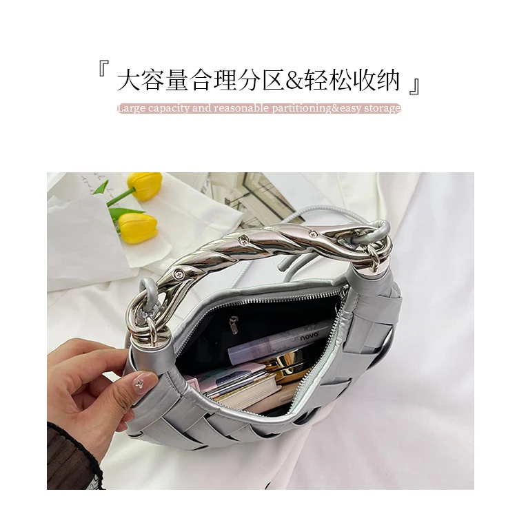 Woven Hobos Shoudler Crossbody Bag for Women Casual Tote Handbag and Purses 2024 New Trendy Clutches Lady‘s Messenger Bag