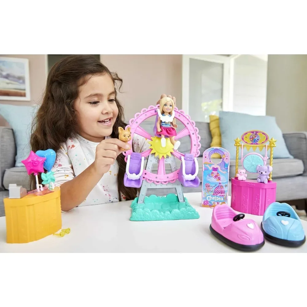 Barbie Club Chelsea Carnival Playset Original con muñeca pequeña rubia, mascotas y accesorios, juguetes para niñas, regalos de Navidad y cumpleaños