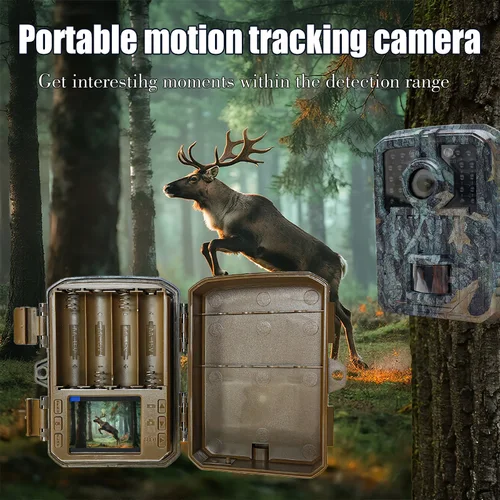Imagen 2 del producto Cámara de caza de 16MP Wild Trail Gamera, visión nocturna infrarroja, seguimiento activado por movimiento al aire libre, trampa para fotos, vigilancia salvaje