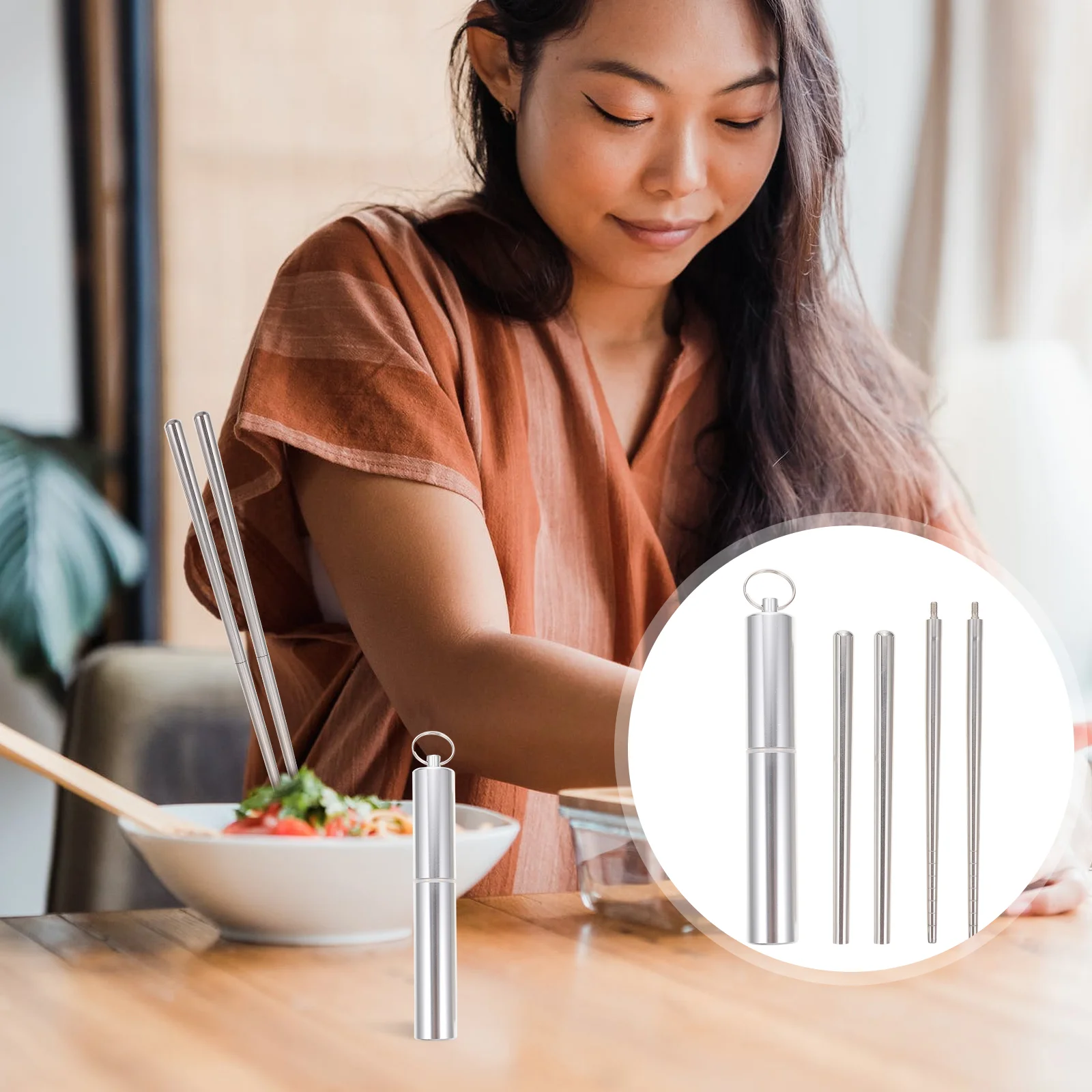 

Folding Chopsticks Storage Case Cutlery Portable Set Party Stainless Steel Stainlless Tableware 304 Silverware Flatware