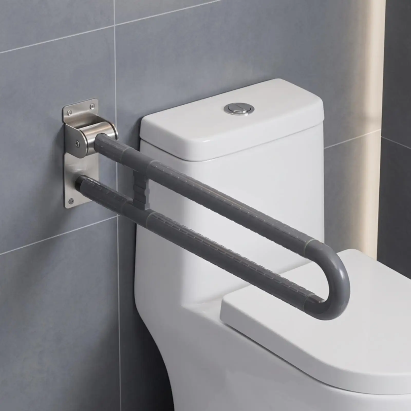 Heavy Duty Safety Grab Bar for Bathroom Stainless Steel Flip Up Handicap Rail Wall Mounted Shower Support