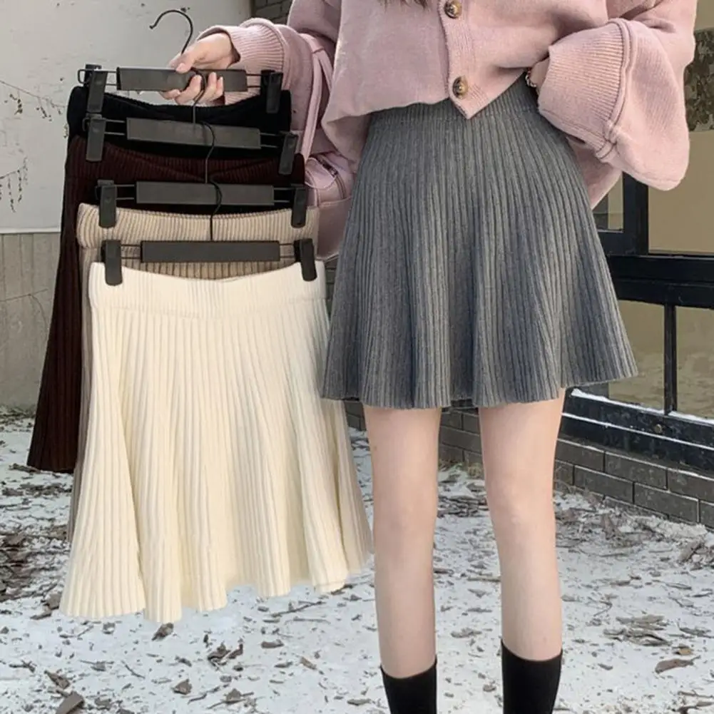 

Winter Skirt A-line Skirt Stylish High Waist Skater Skirt with Hem Design for Women A-line Mini for Autumn Winter Wear