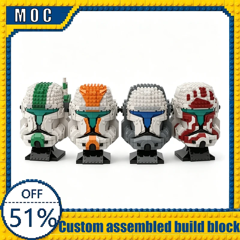 

3453PCS War Series Helmet Display Custom MOC Model Building Blocks Assembly Toy Educational Learning Birthday Gift For Adults