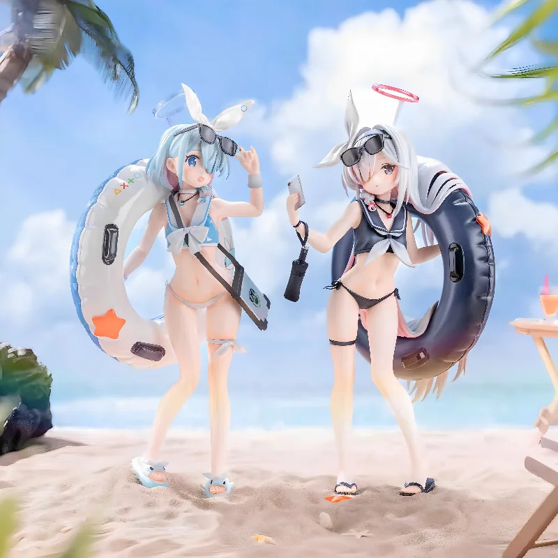 In Stock 22cm Beach Swim Ring Twin Girls Ornament Anime Game Character Desktop Collectible Decor Gift view 3
