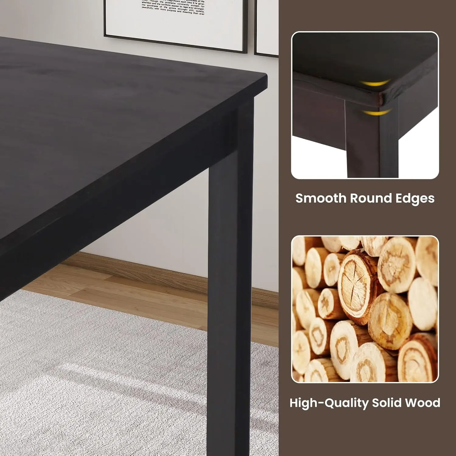 Piece Dining Table Set Kitchen Table and Chairs for 4 Modern Wooden Rectangular Dining Room Table with 4 Chairs for Kitchen, Res