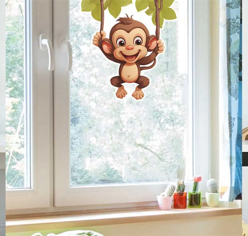 Cute Little Monkey Living Room Background Decoration Wall stickers Self-Adhesive Decoration stickers Art Wall Decoration CM59