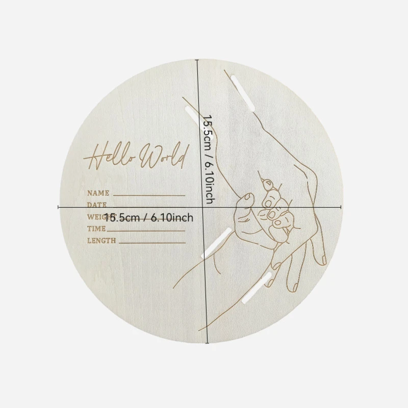 نمط جديد أزياء خشبية مستشفى ميلاد الطفل لوحة تذكارية دائرية منحوتة لحديثي الولادة جمع اللوحة زخرفة