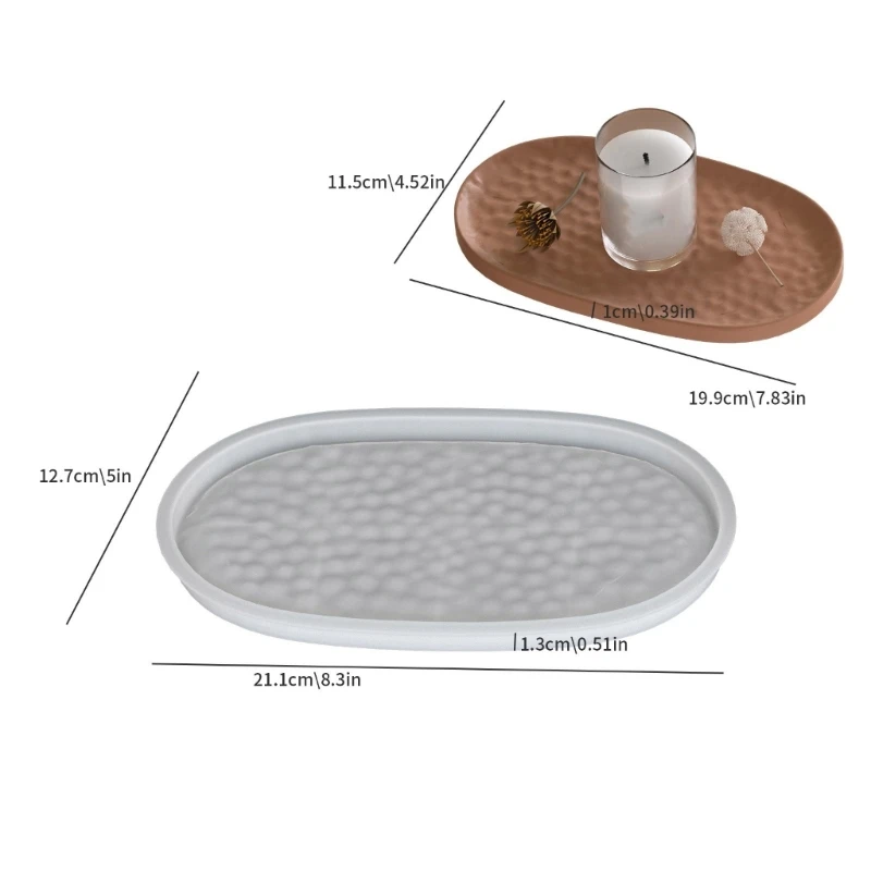 A0NF Easy to Use Silicone Mold Creating Decorative Trays Moulds with Unique Oval Suitable for Gifting Hand-Making