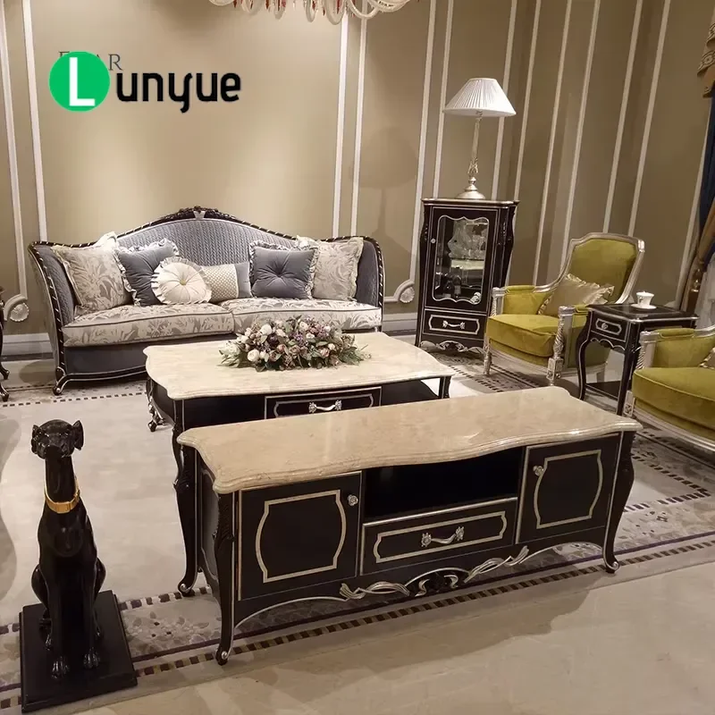 French Classic Wooden TV Cabinet High End Solid Wood Entertainment Center Living Room Furniture Storage Console Table
